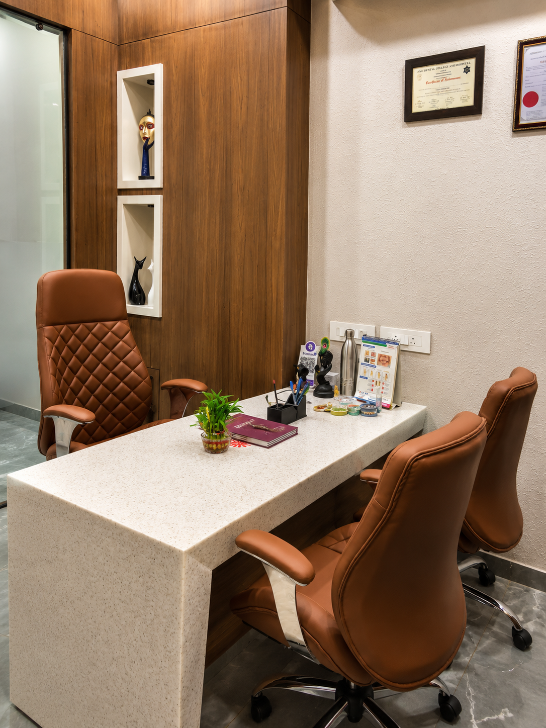 Consultation desk with seating for patient discussions